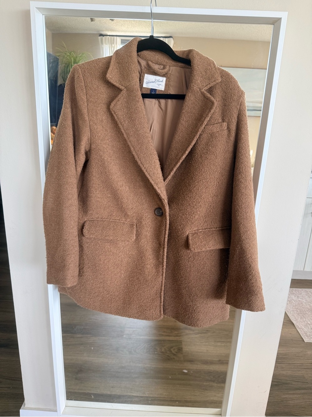 Universal Thread Camel Brown Single-Button Bouclé Blazer